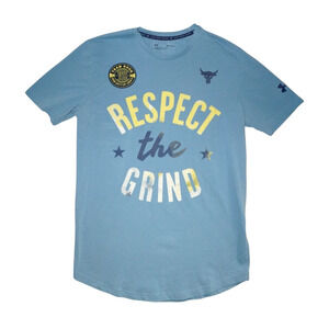 Under Armour Project Rock “Respect the Grind” T-Shirt — Blue — Size Small —